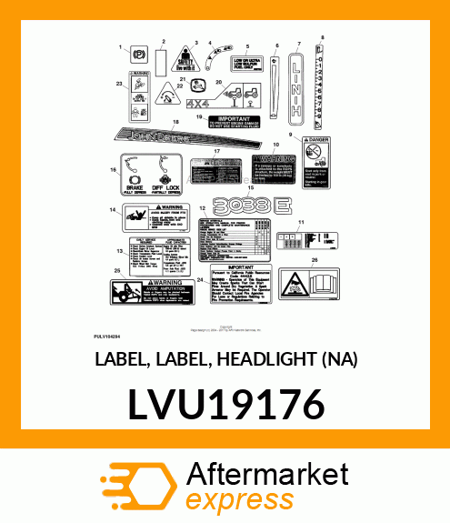 LABEL, LABEL, HEADLIGHT (NA) LVU19176