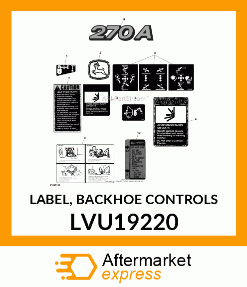 LABEL, BACKHOE CONTROLS LVU19220