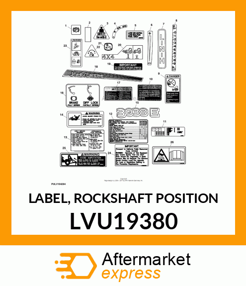 LABEL, ROCKSHAFT POSITION LVU19380