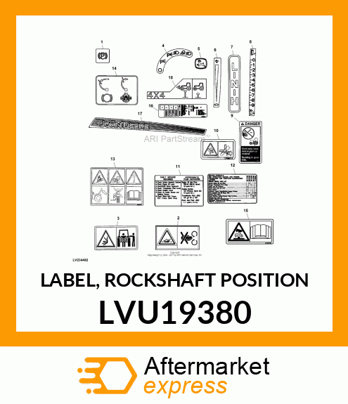 LABEL, ROCKSHAFT POSITION LVU19380