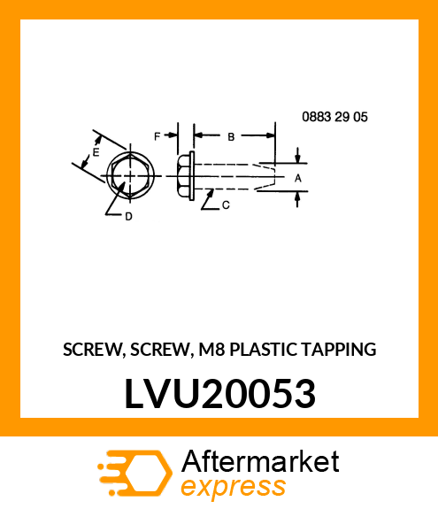 SCREW, SCREW, M8 PLASTIC TAPPING LVU20053