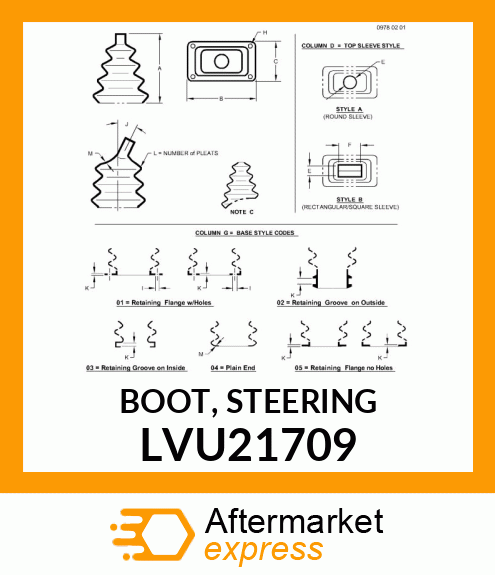 BOOT, STEERING LVU21709