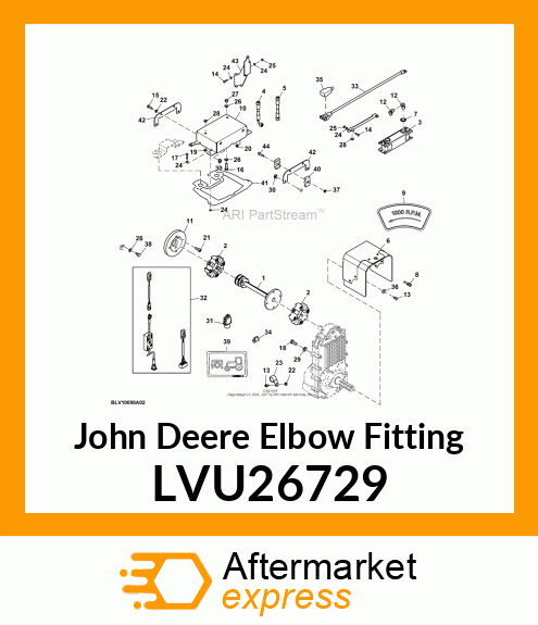 ELBOW FITTING, FITTING, HYDRAULIC E LVU26729