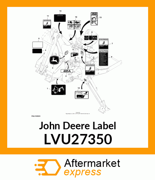 LABEL, LABEL, MODEL 485A BACKHOE LVU27350