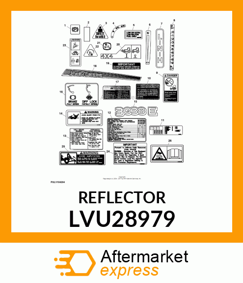 REFLECTOR, REFELECTIVE LABEL, RED W LVU28979