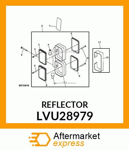 REFLECTOR, REFELECTIVE LABEL, RED W LVU28979