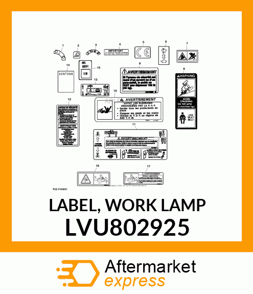 LABEL, WORK LAMP LVU802925