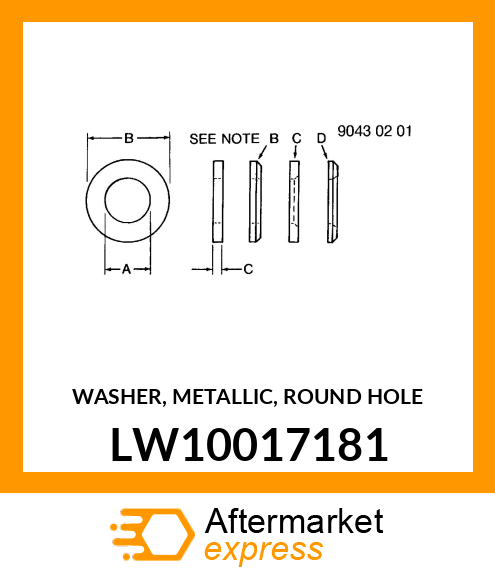 WASHER, METALLIC, ROUND HOLE LW10017181