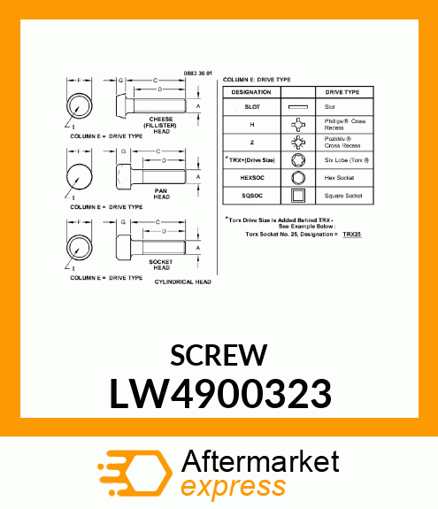 SCREW, HEX SOCKET HEAD, METRIC LW4900323