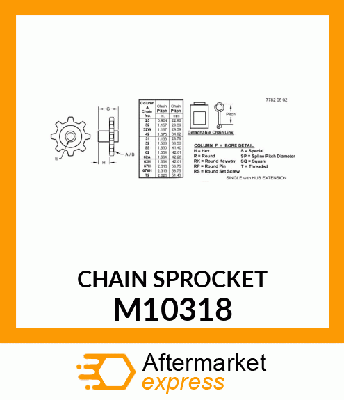 6 TOOTH IDLER SPROCKET M10318