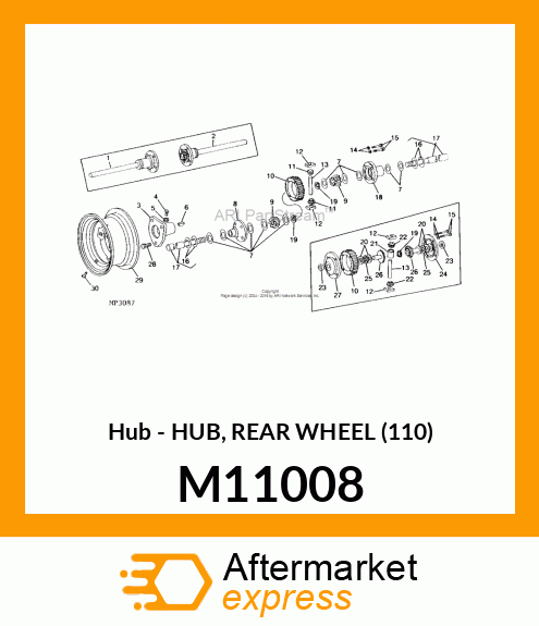 Hub - HUB, REAR WHEEL (110) M11008