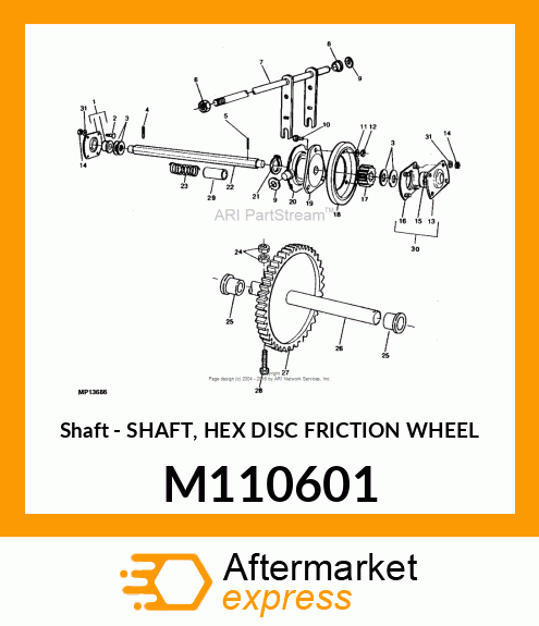 Shaft - SHAFT, HEX DISC FRICTION WHEEL M110601