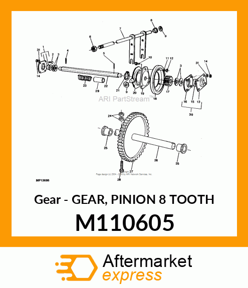 Gear - GEAR, PINION 8 TOOTH M110605