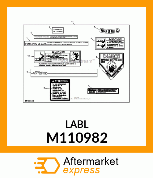 LABEL, CAUTION (FR) (2amp;4 CYCLE) M110982