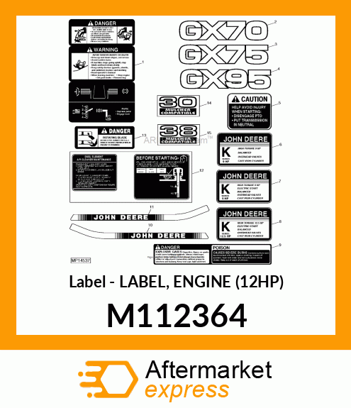 Label - LABEL, ENGINE (12HP) M112364