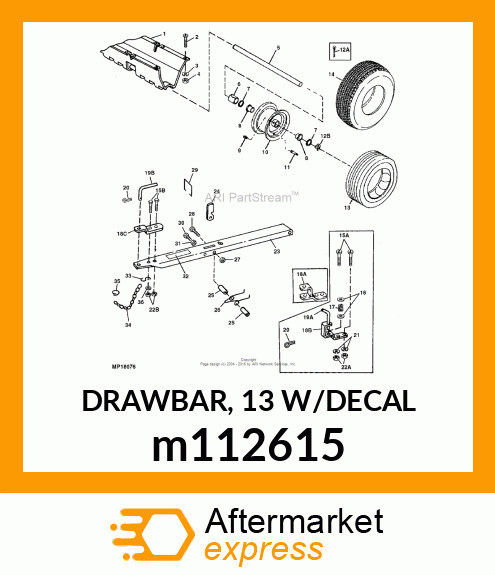 DRAWBAR, 13 W/DECAL m112615