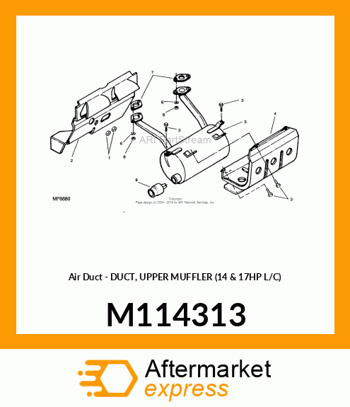 Air Duct - DUCT, UPPER MUFFLER (14 & 17HP L/C) M114313