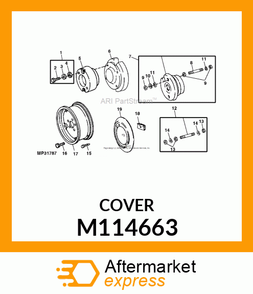 Cover - Rear Wheel Cover, 12 In.¬ (Yellow Plastic) M114663