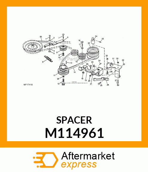 Tube Idler Arm Pivot M114961