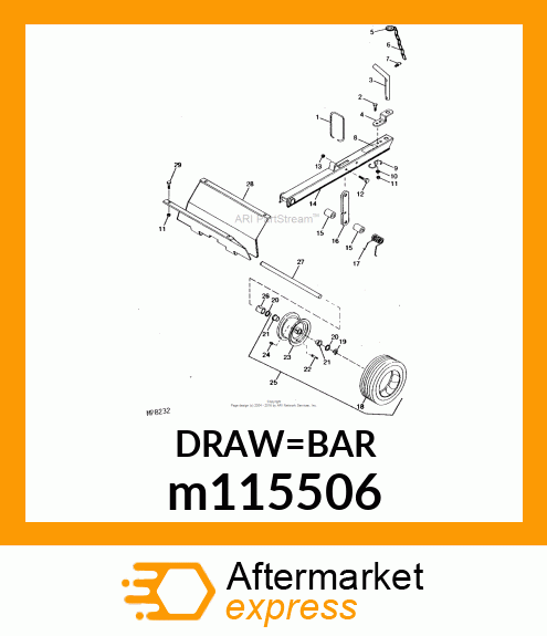 DRAWBAR W/DECAL (CAUTION) 18 CART m115506