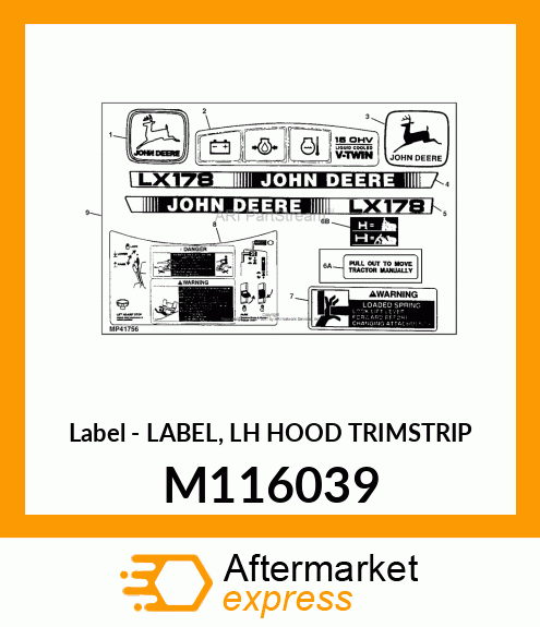 Label - LABEL, LH HOOD TRIMSTRIP M116039