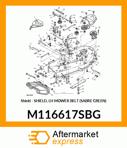 Shield - SHIELD, LH MOWER BELT (SABRE GREEN) M116617SBG