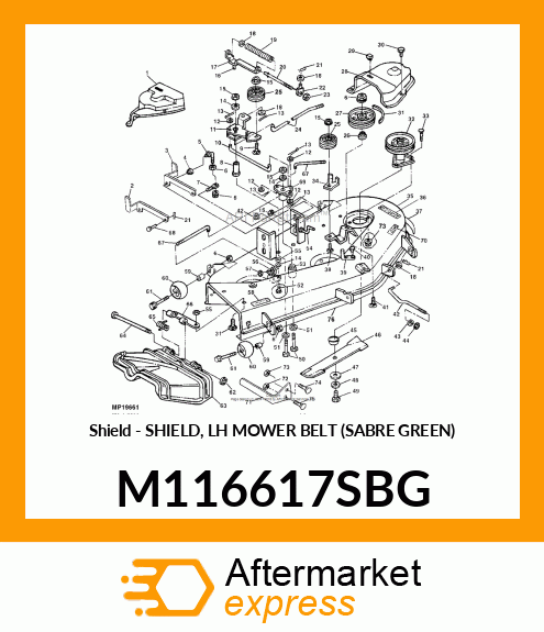 Shield - SHIELD, LH MOWER BELT (SABRE GREEN) M116617SBG