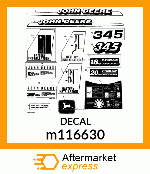 LABEL, RH HOOD TRIMSTRIP M116630