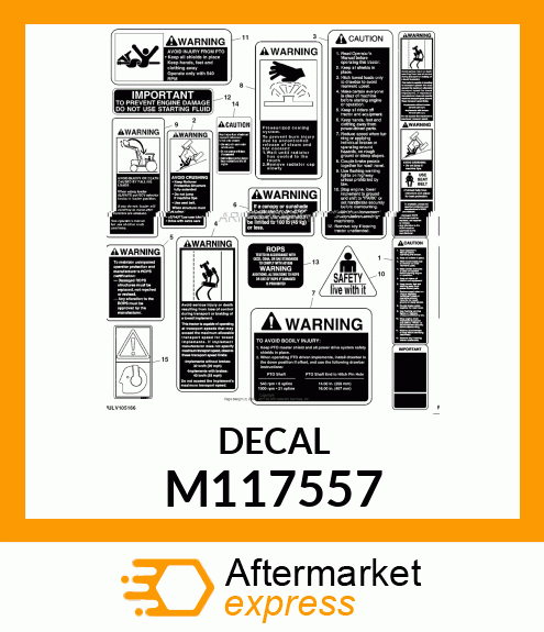 LABEL, WARNING (PTO) M117557