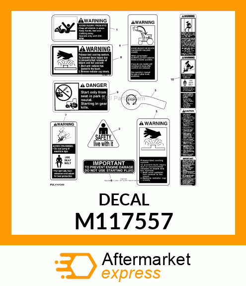 LABEL, WARNING (PTO) M117557