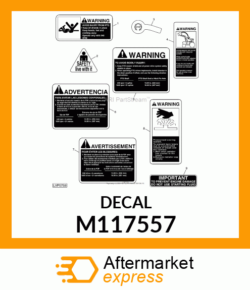 LABEL, WARNING (PTO) M117557