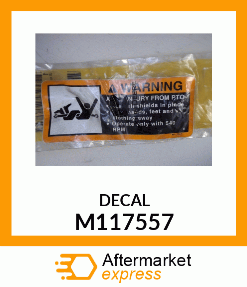 LABEL, WARNING (PTO) M117557