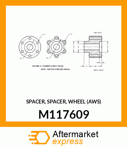 SPACER, SPACER, WHEEL (AWS) M117609