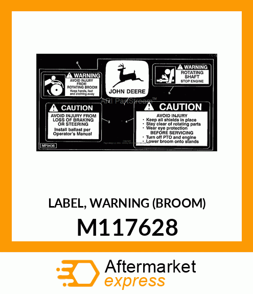 LABEL, WARNING (BROOM) M117628