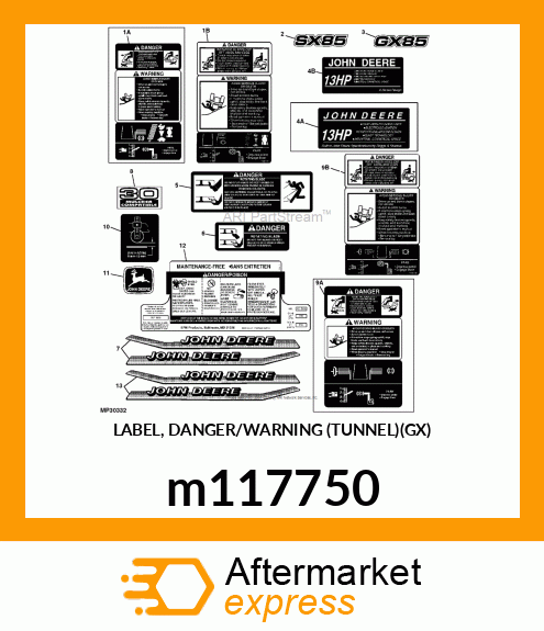 LABEL, DANGER/WARNING (TUNNEL)(GX) m117750