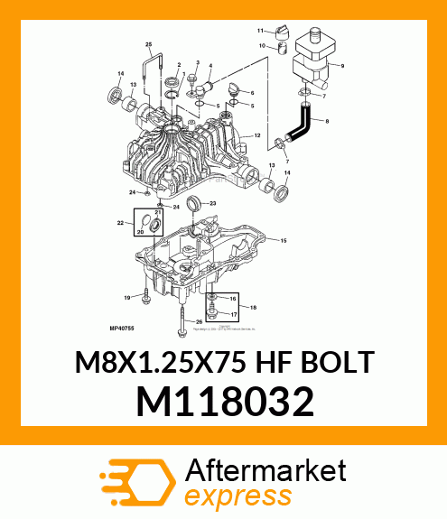 M8X1.25X75 HF BOLT M118032