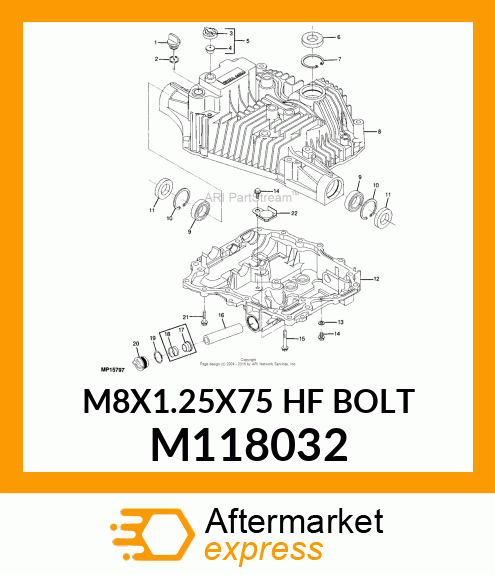 M8X1.25X75 HF BOLT M118032