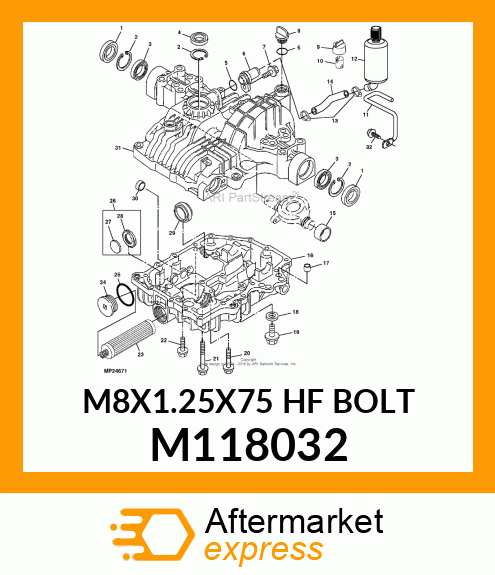 M8X1.25X75 HF BOLT M118032