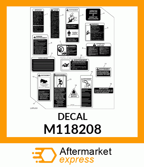 LABEL, WARNING (PTO) (FR) M118208