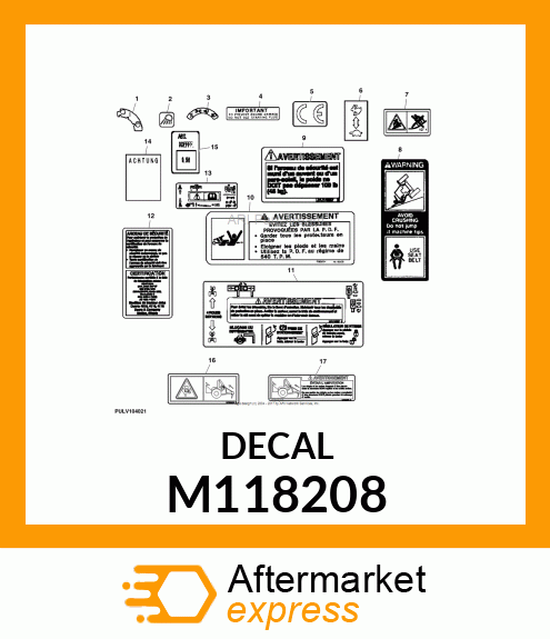 LABEL, WARNING (PTO) (FR) M118208