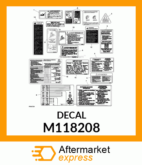 LABEL, WARNING (PTO) (FR) M118208