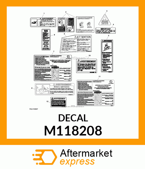 LABEL, WARNING (PTO) (FR) M118208