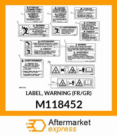 LABEL, WARNING (FR/GR) M118452