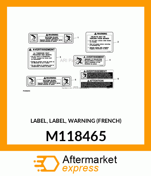 LABEL, LABEL, WARNING (FRENCH) M118465