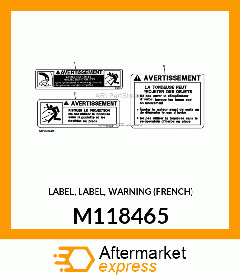 LABEL, LABEL, WARNING (FRENCH) M118465