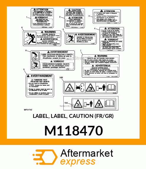 LABEL, LABEL, CAUTION (FR/GR) M118470