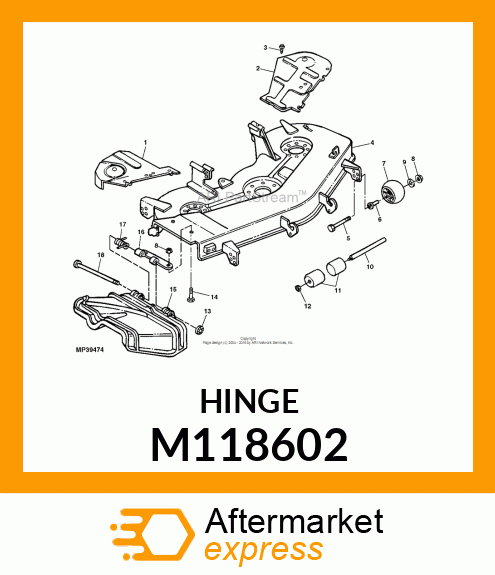 HINGE, PAINTED M83411 (YELLOW) M118602