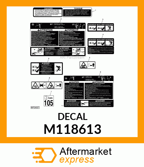 LABEL, LABEL, DANGER THROWN OBJECT M118613