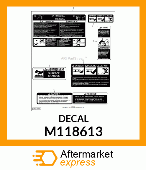 LABEL, LABEL, DANGER THROWN OBJECT M118613