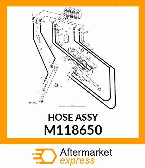 HYDRAULIC HOSE, HOSE, 1/4 ID X 3/8 M118650